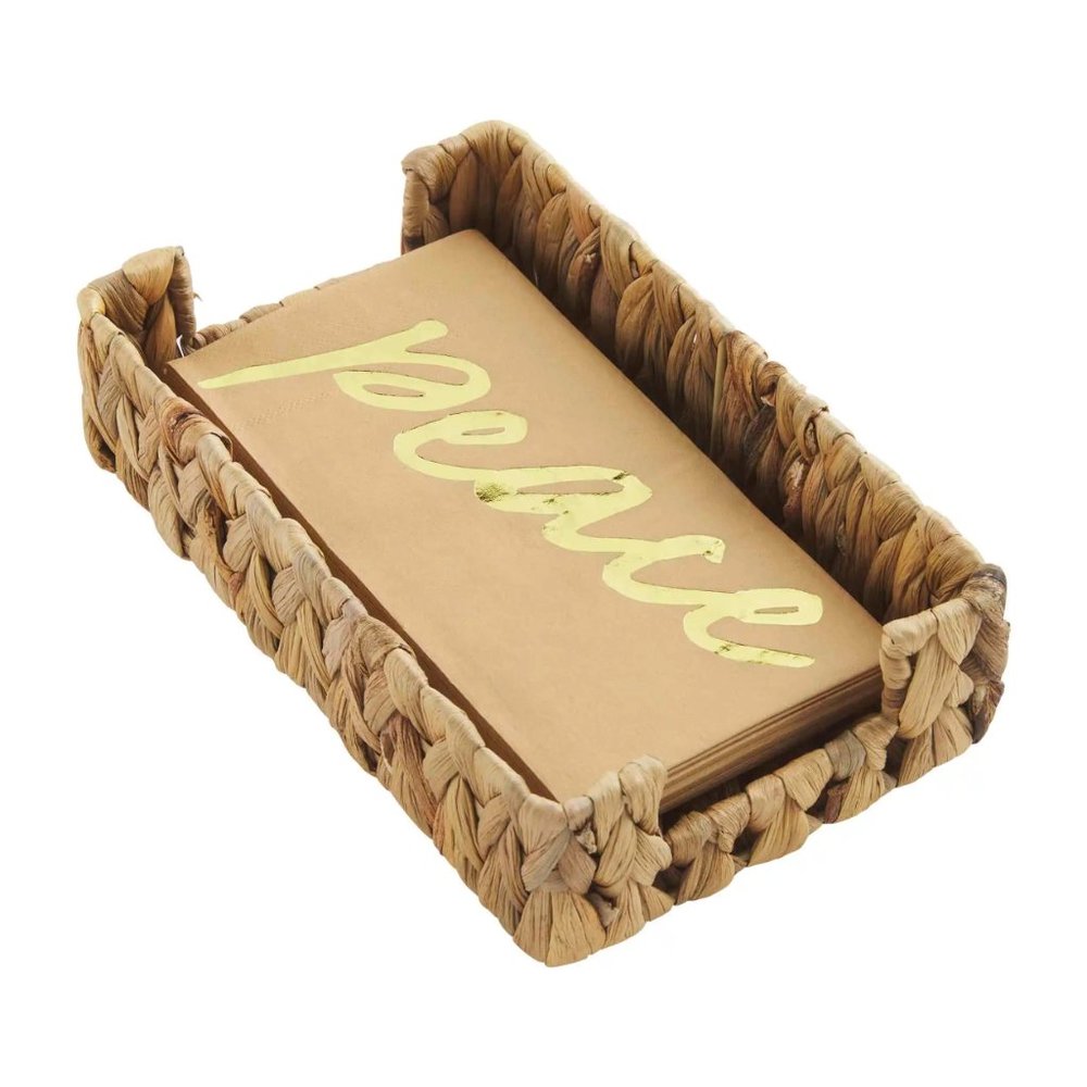 Mud Pie Peace Gold Guest Towel Basket Set/New In Package